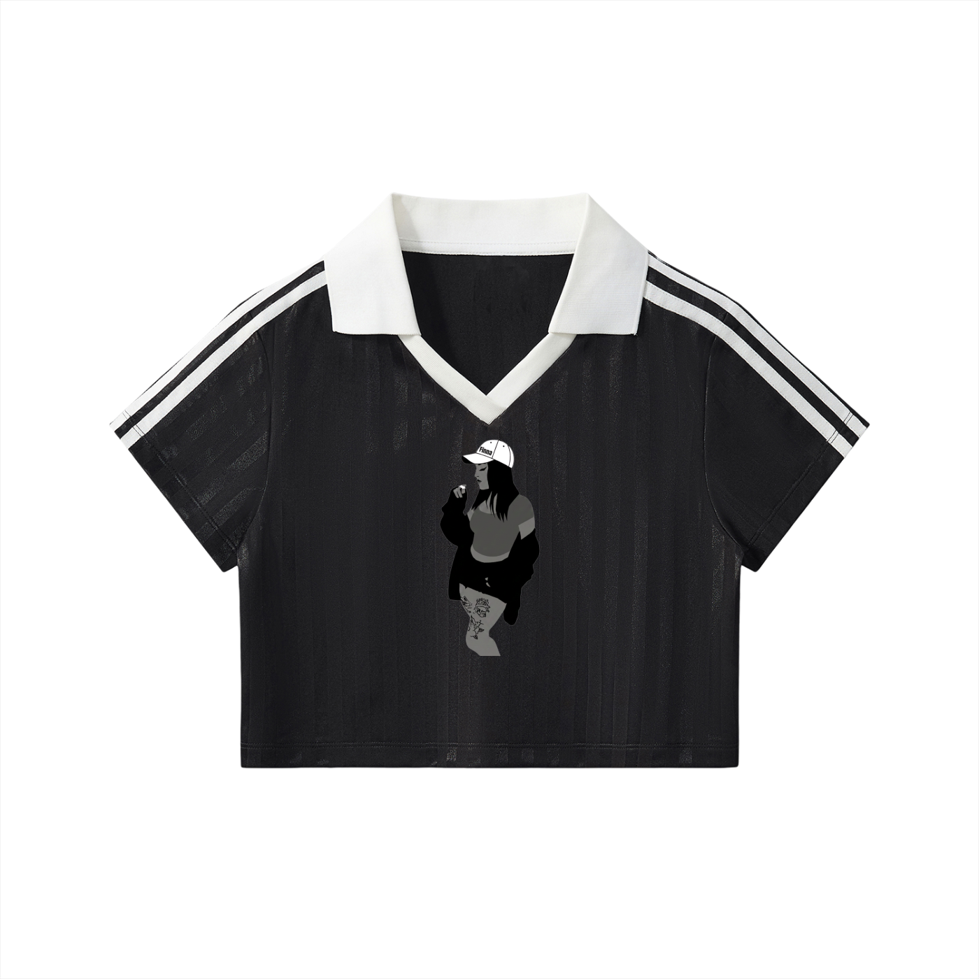 Homegirl: Contrast Collar Striped Cropped Jersey