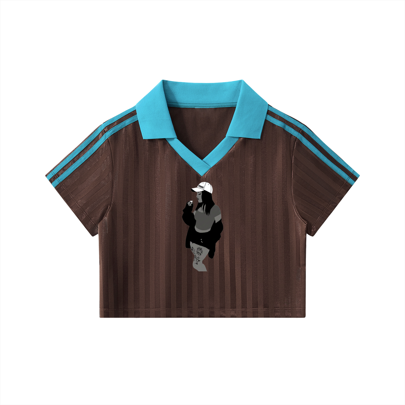 Homegirl: Contrast Collar Striped Cropped Jersey