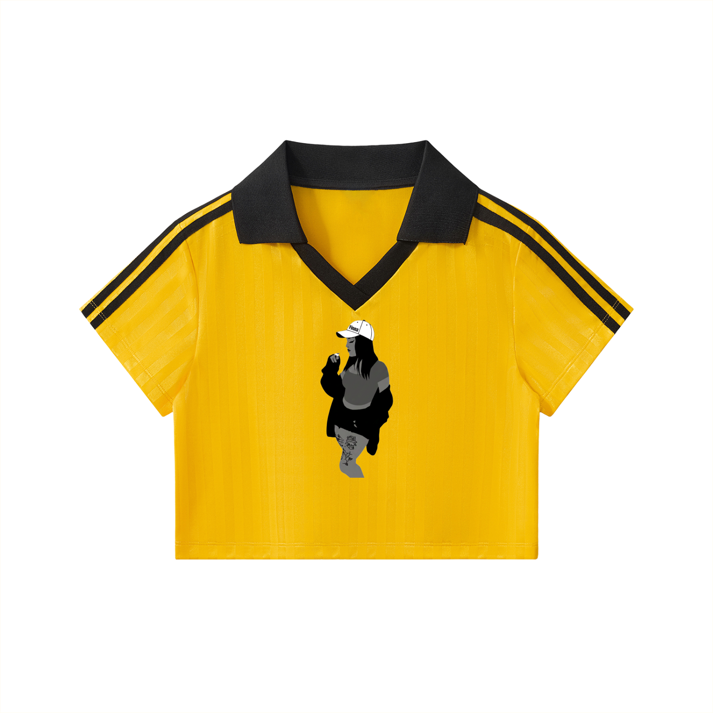 Homegirl: Contrast Collar Striped Cropped Jersey