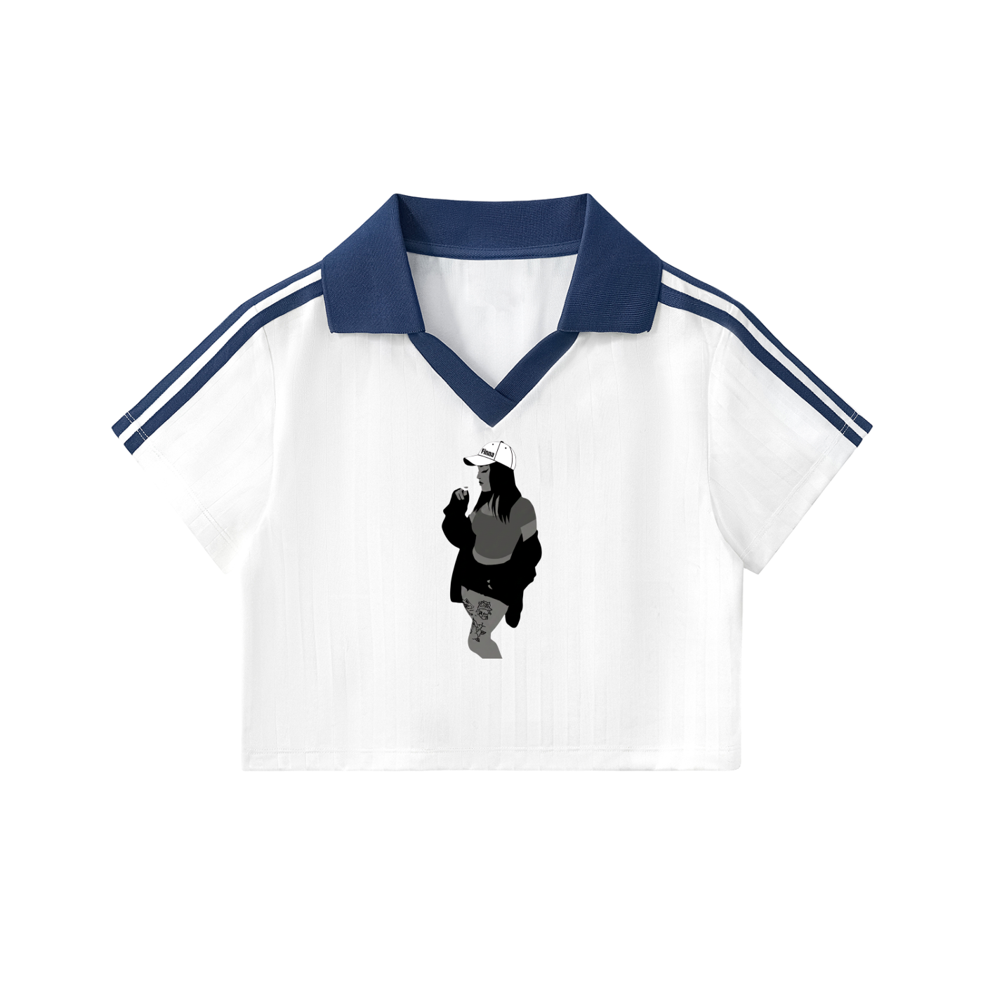 Homegirl: Contrast Collar Striped Cropped Jersey